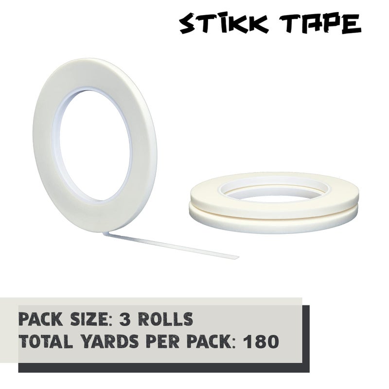 STIKK Painters Tape - 3pk White Painter Tape - 1/4 inch x 60 Yards - Paint Tape for Painting, Edges, Trim, Ceilings - Masking Tape for DIY Paint Projects - Residue-Free Painting Tape - Image 3
